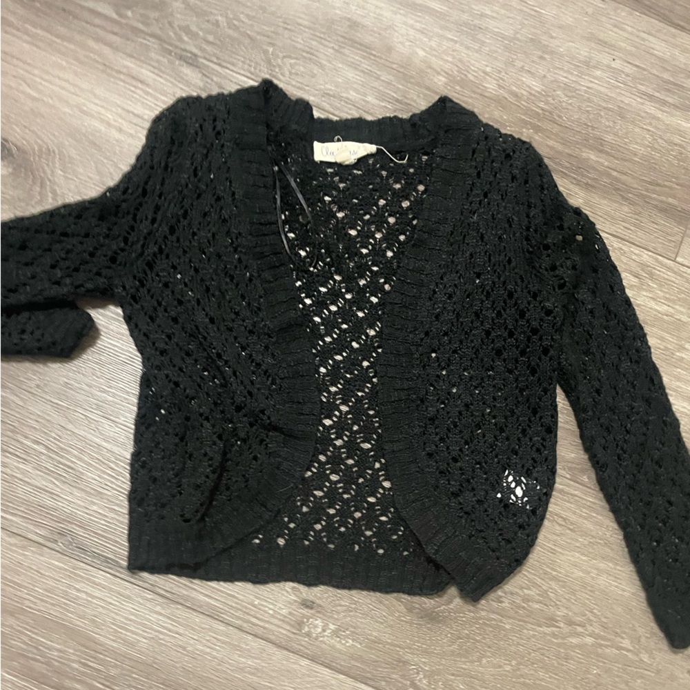 Cloud Chaser Black Open-Knit Sweater